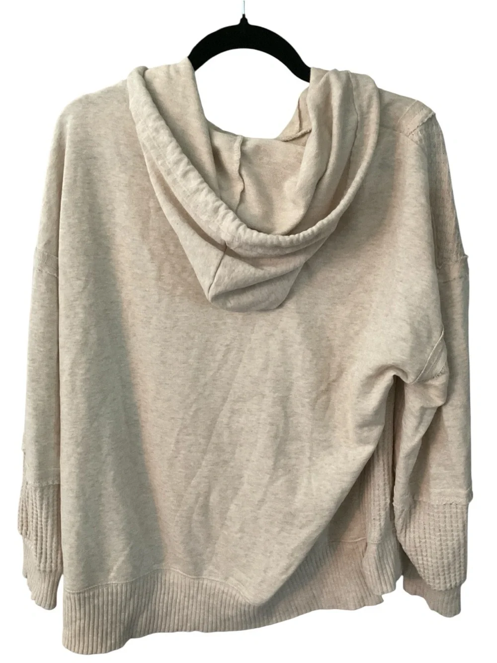 Time and Tru Oatmeal Cowl Neck Hoodie Waffle Knit Pullover XL 16/18 Preloved A19 - Picture 3 of 5